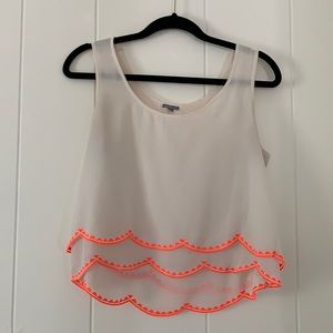 Charlotte Russe Sheer Scalloped Summer Tank